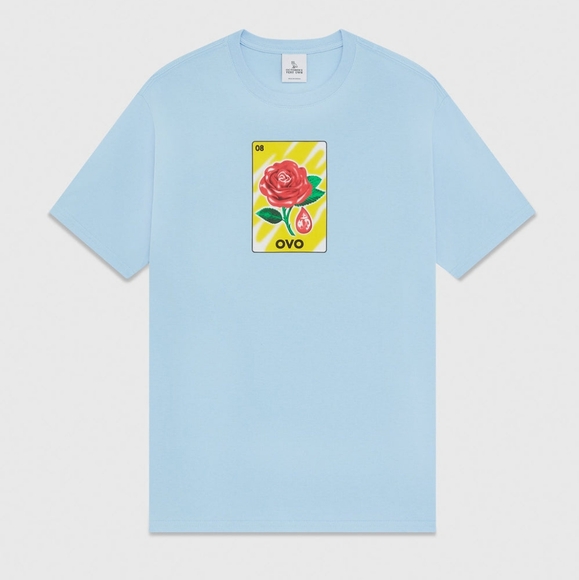 OVO Medium Rose T-Shirt in Light Blue - Picture 1 of 10